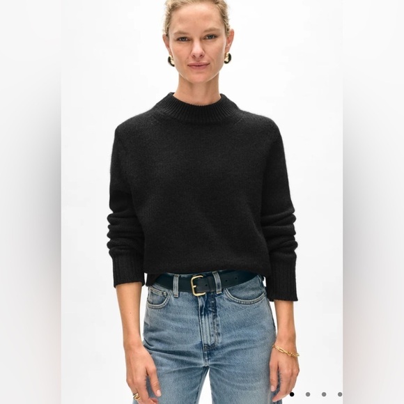 White + Warren Cashmere Wide Rib Trim Crewneck Charteruse blue NWT - Picture 7 of 7